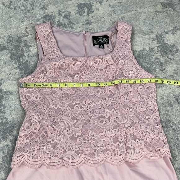 New Alex Evenings Lace Overlay Maxi Dress Gown Mother of the Bride Blush 10 - Picture 8 of 12